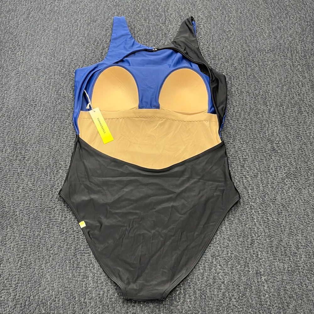 Summersalt The Cove One Piece Swimsuit Blue Black Colorblock High Neck Size 12 - Picture 2 of 6